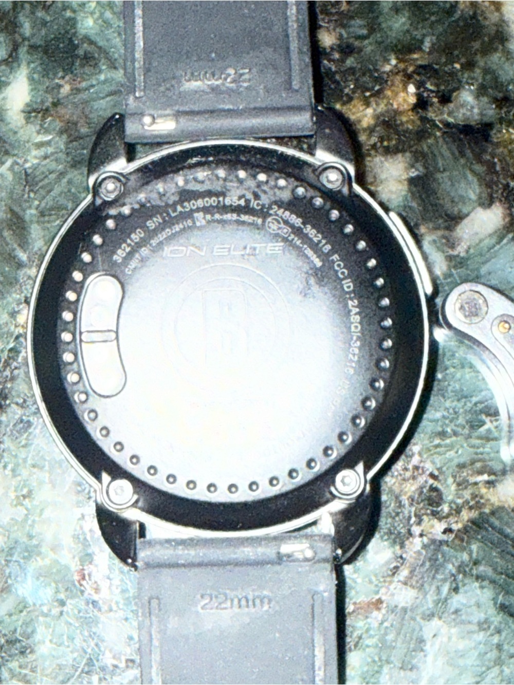 garmin black silicone strap GPS Sports Watch (rear view)